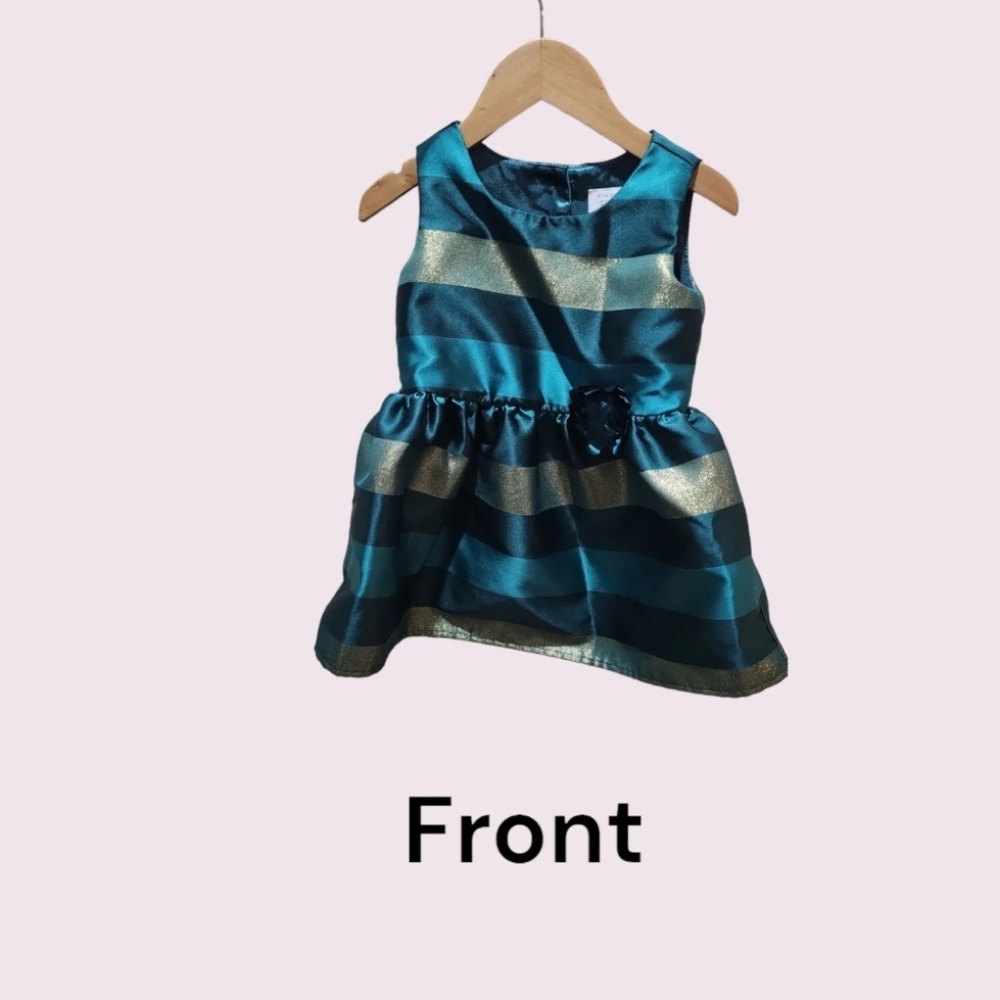 The Children's Place Girls Gold Green & Blue Dress size 2T